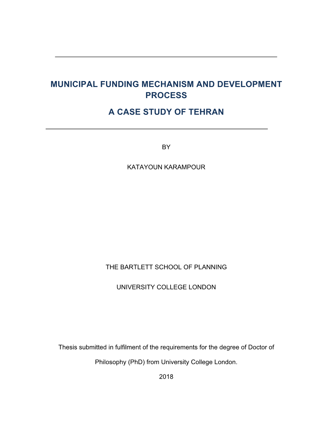 Urban Planning and the Development of Tehran