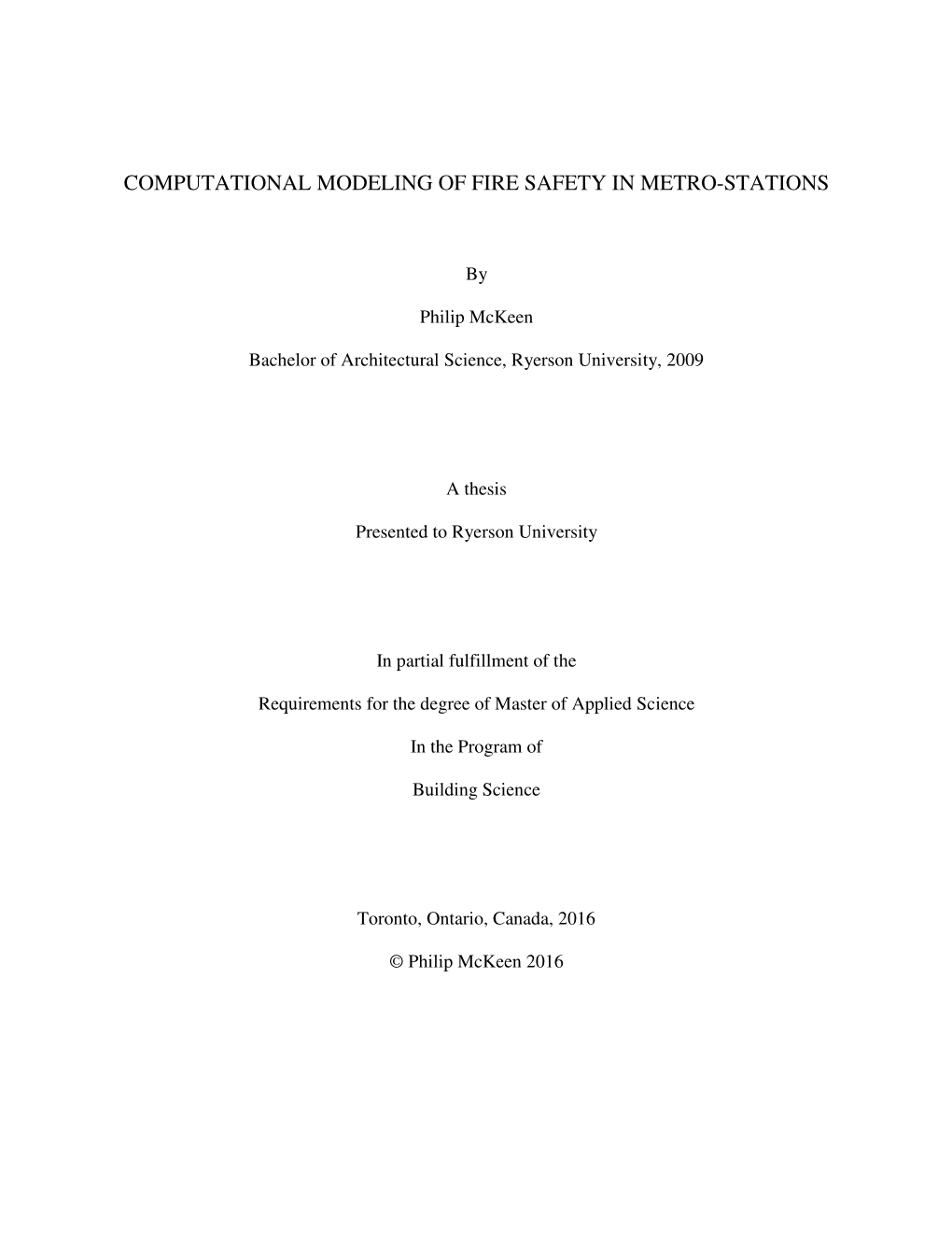 Computational Modeling of Fire Safety in Metro-Stations