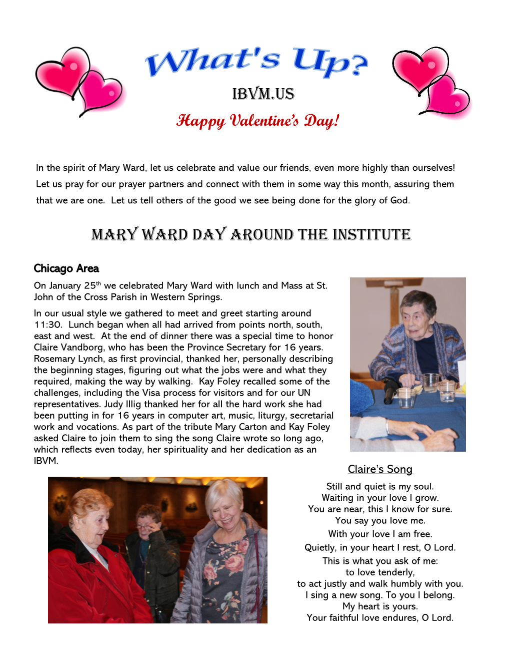 Mary Ward Day Around the Institute Happy Valentine's Day! IBVM.US