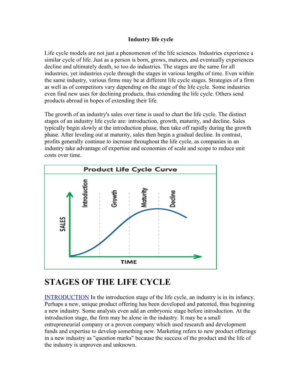 Industry Life Cycle