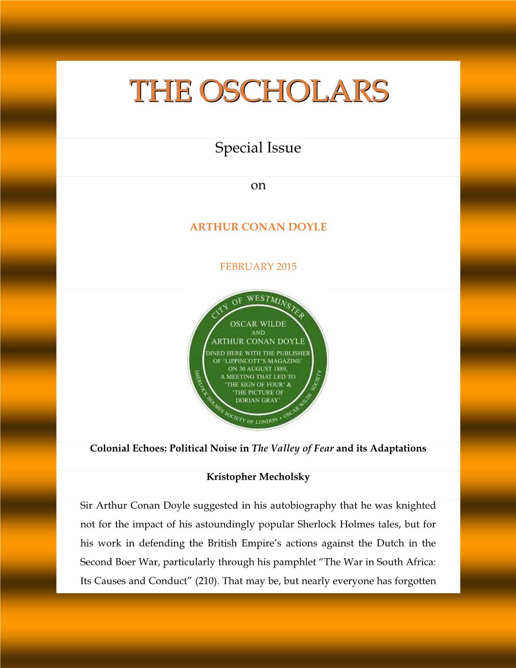 THE OSCHOLARS Home Page, Please Click Here