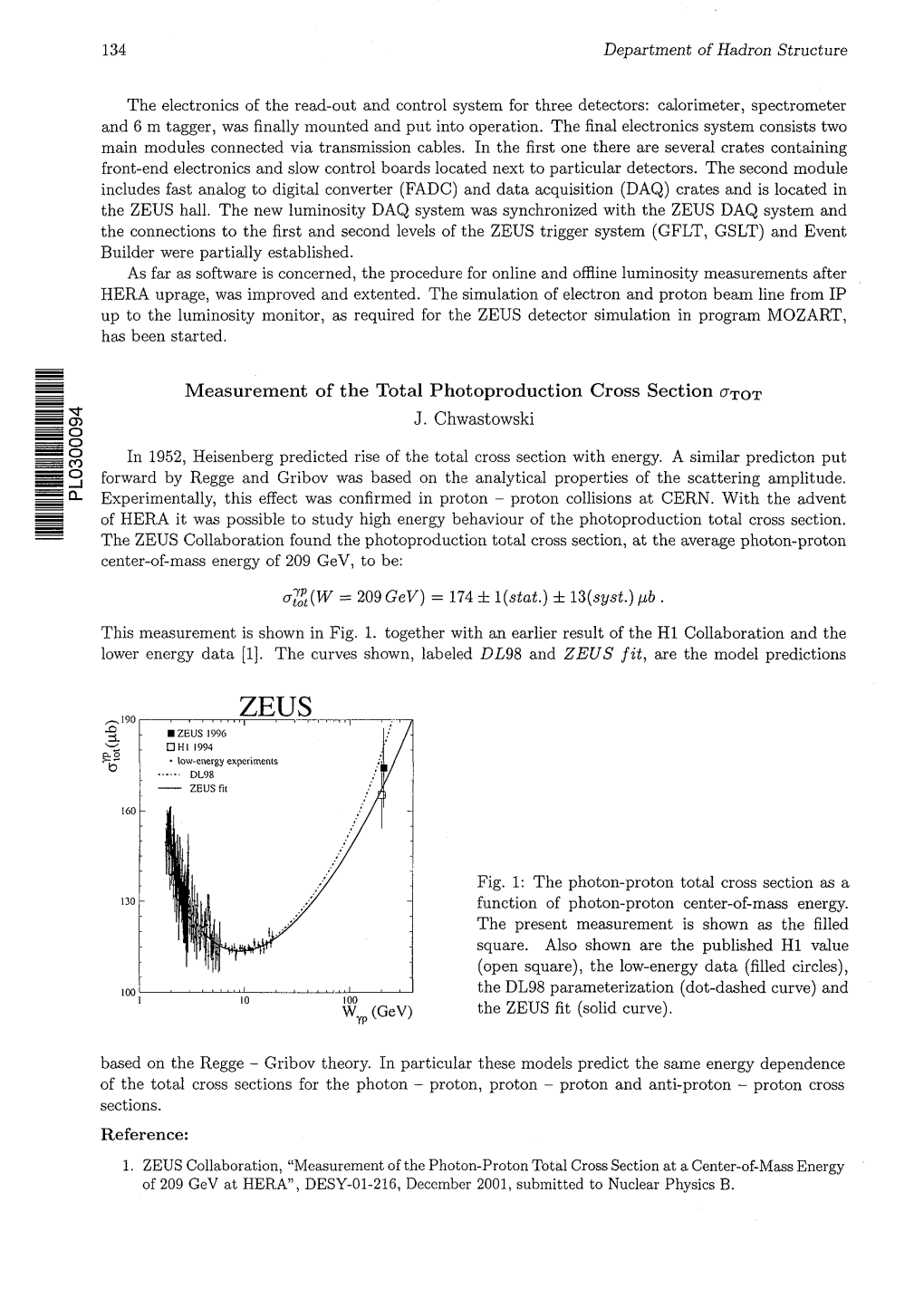 ZEUS...'' 0 ZEUS 1996 OH[ 1994 Low-Energy Experiments