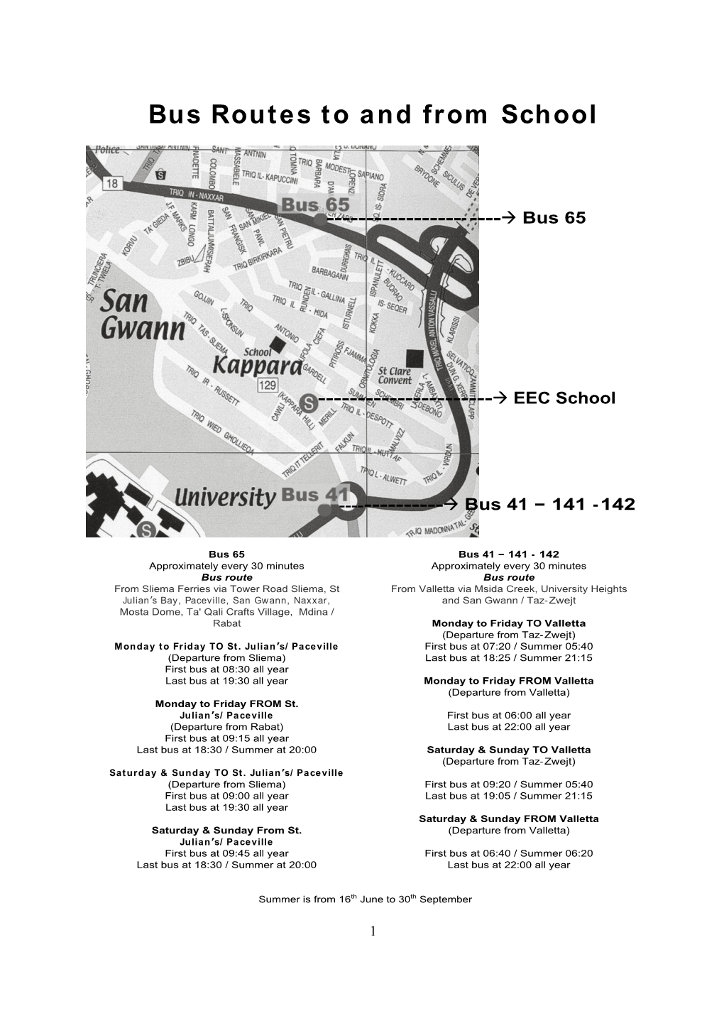 Bus Routes to and from School