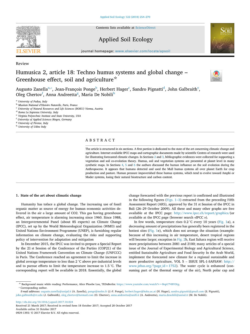 Greenhouse Effect, Soil and Agriculture