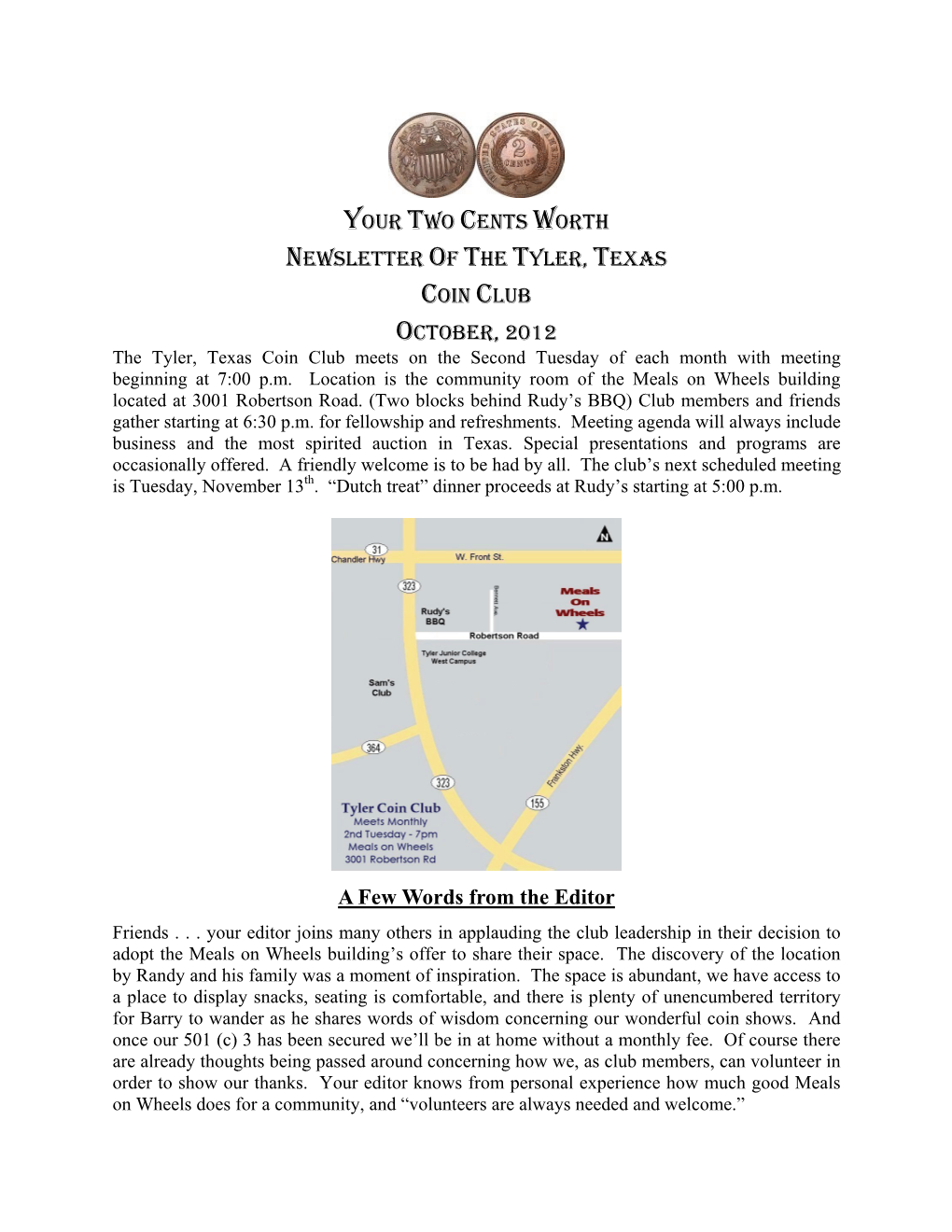 Your Two Cents Worth Newsletter of the Tyler