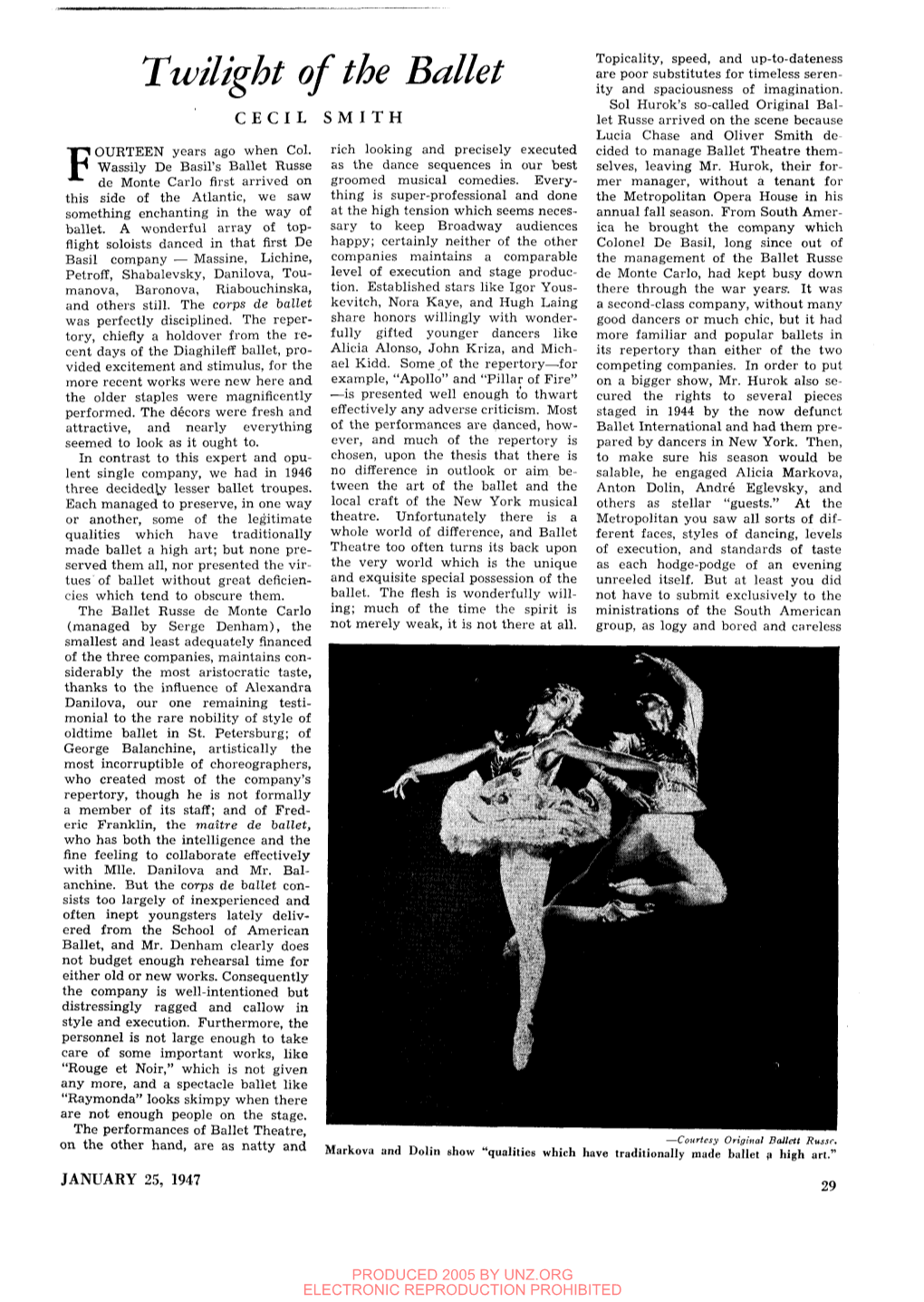 Twilight of the Ballet Ity and Spaciousness of Imagination