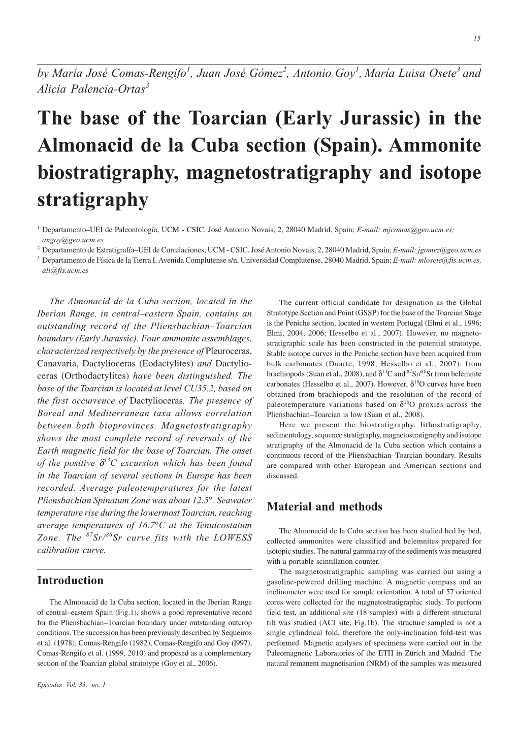 Early Jurassic) in the Almonacid De La Cuba Section (Spain)