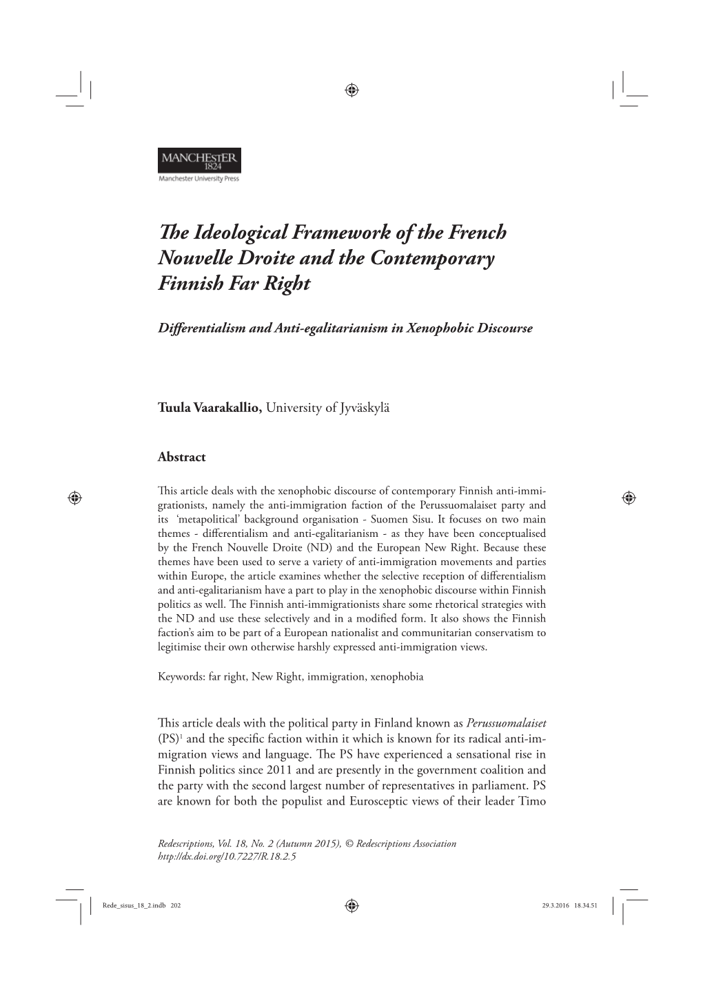 The Ideological Framework of the French Nouvelle Droite and The