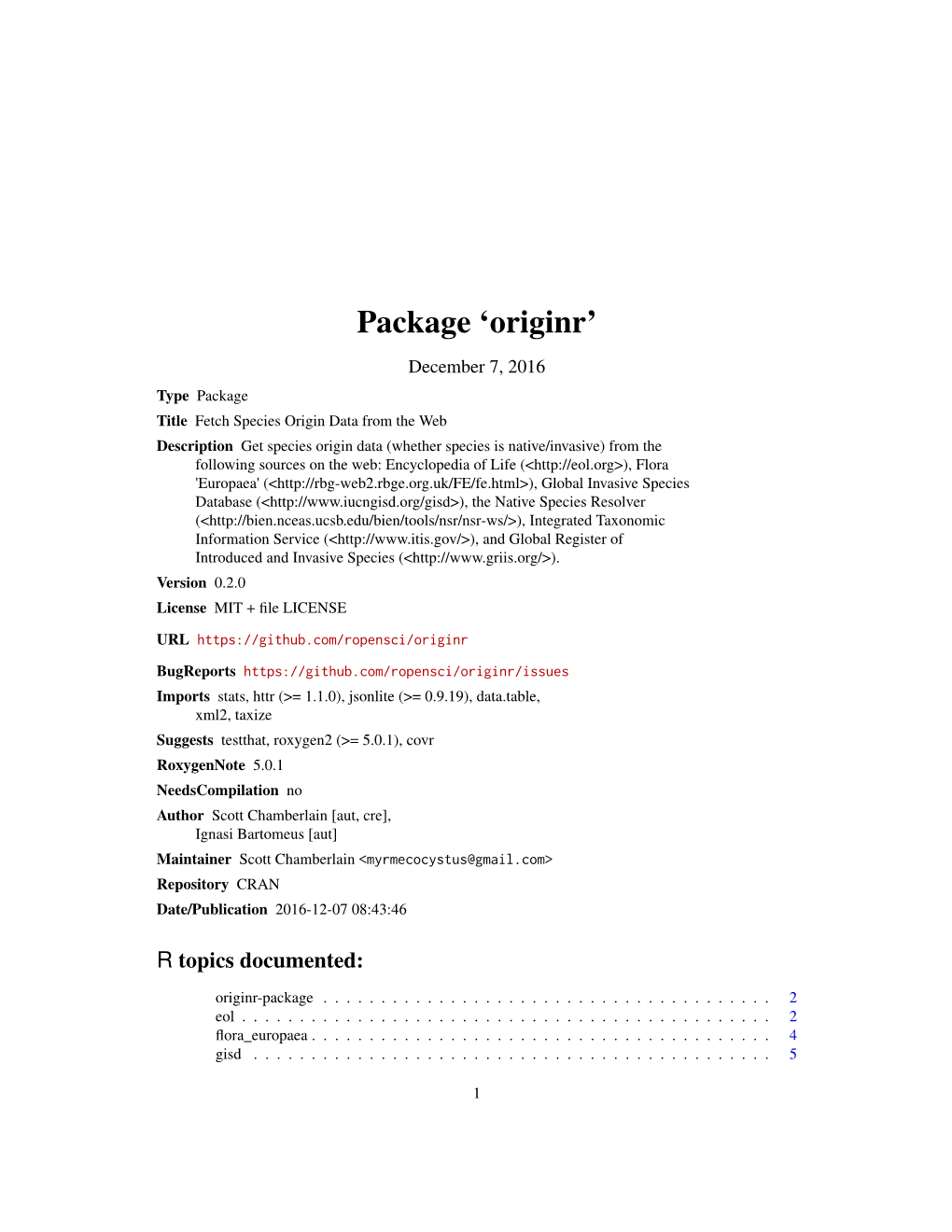 Package 'Originr'