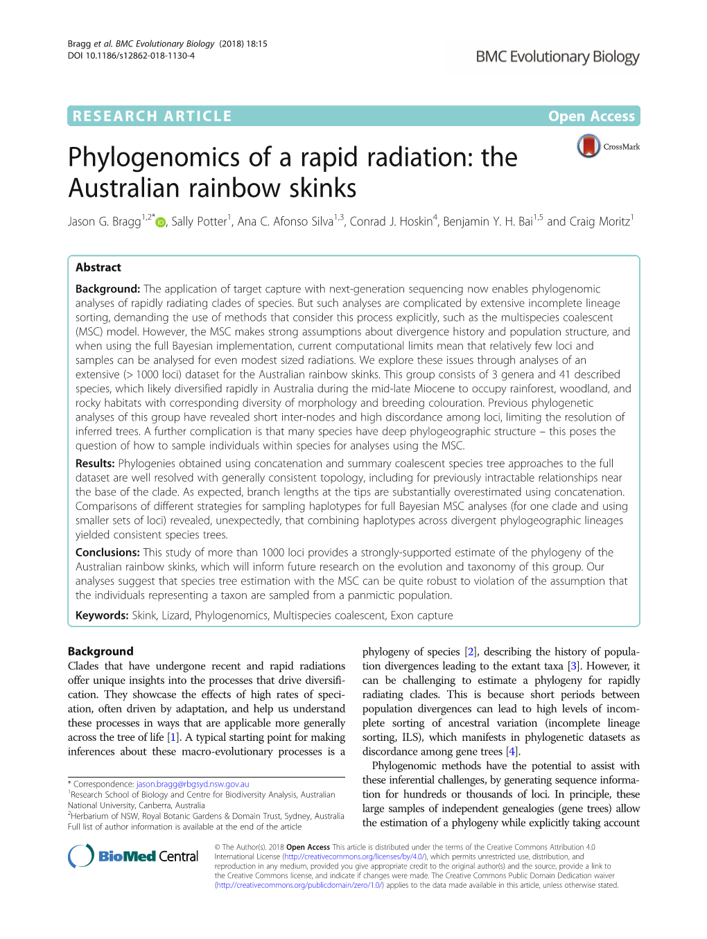 Phylogenomics of a Rapid Radiation: the Australian Rainbow Skinks Jason G