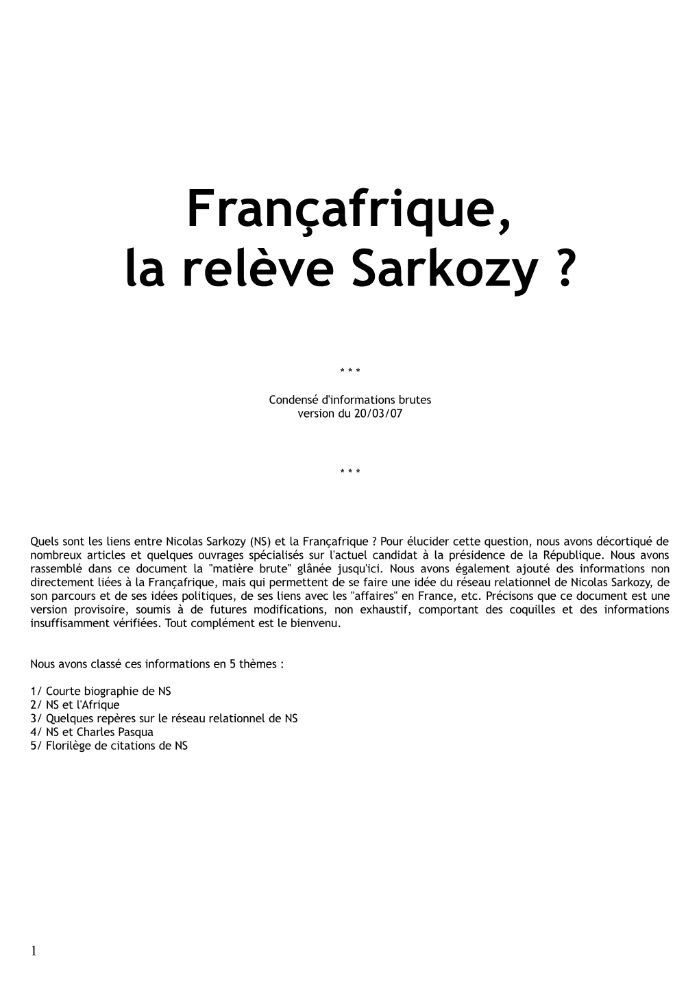 Françafrique, La Relève Sarkozy ?