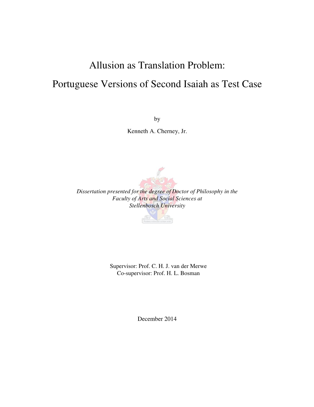 Allusion As Translation Problem: Portuguese Versions of Second Isaiah As Test Case