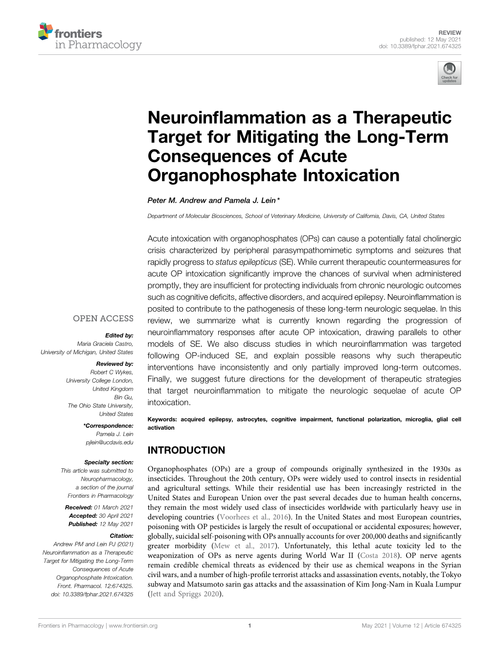 Neuroinflammation As a Therapeutic Target for Mitigating the Long-Term