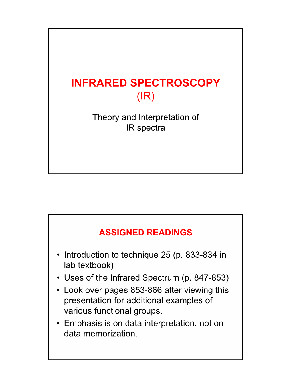 Infrared Spectroscopy (Ir)