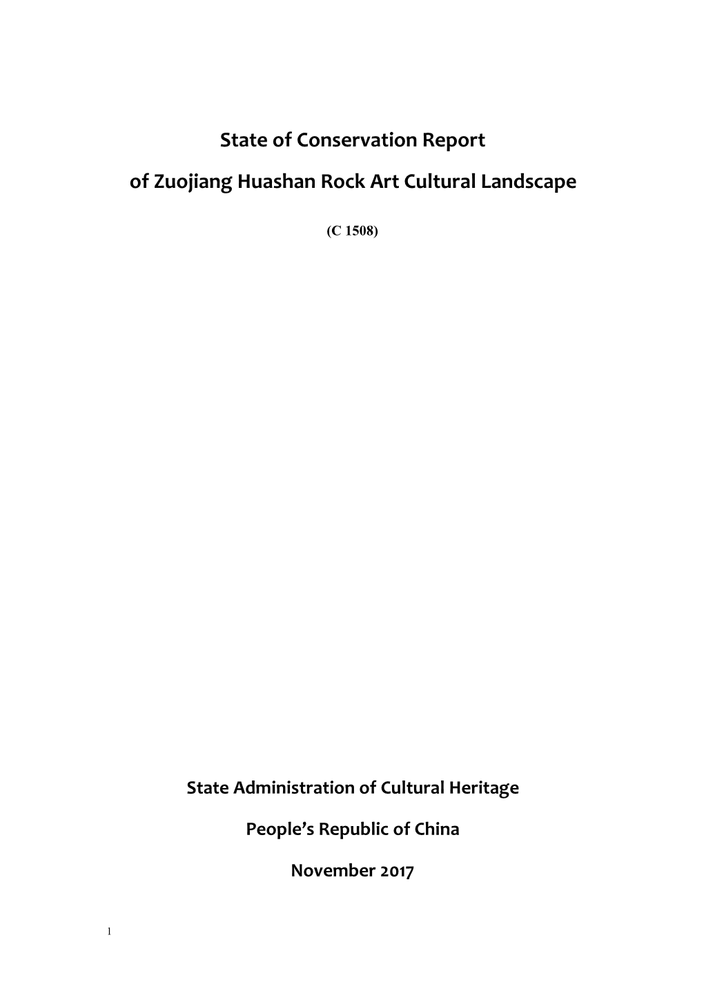 State of Conservation Report of Zuojiang Huashan Rock Art Cultural Landscape