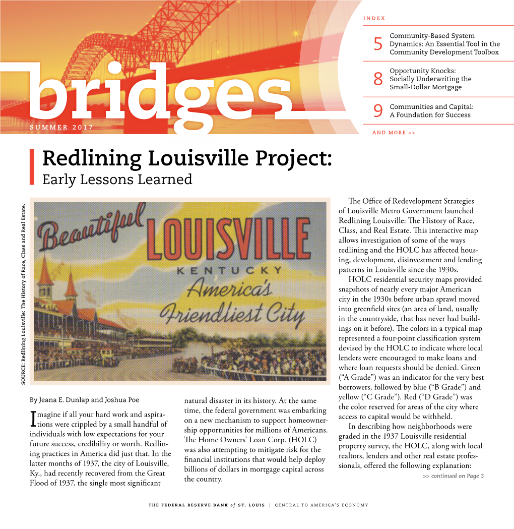 Redlining Louisville Project: Early Lessons Learned