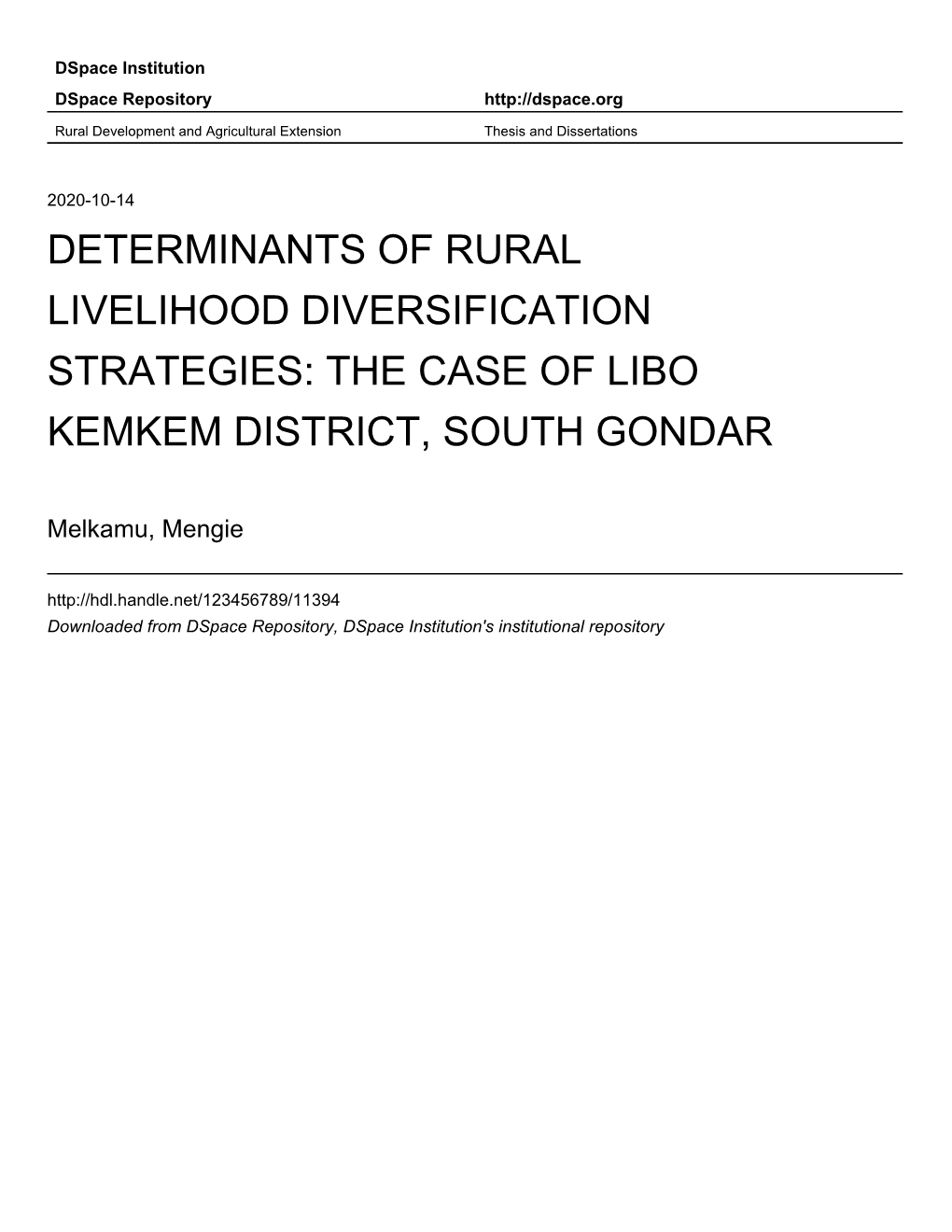 The Case of Libo Kemkem District, South Gondar