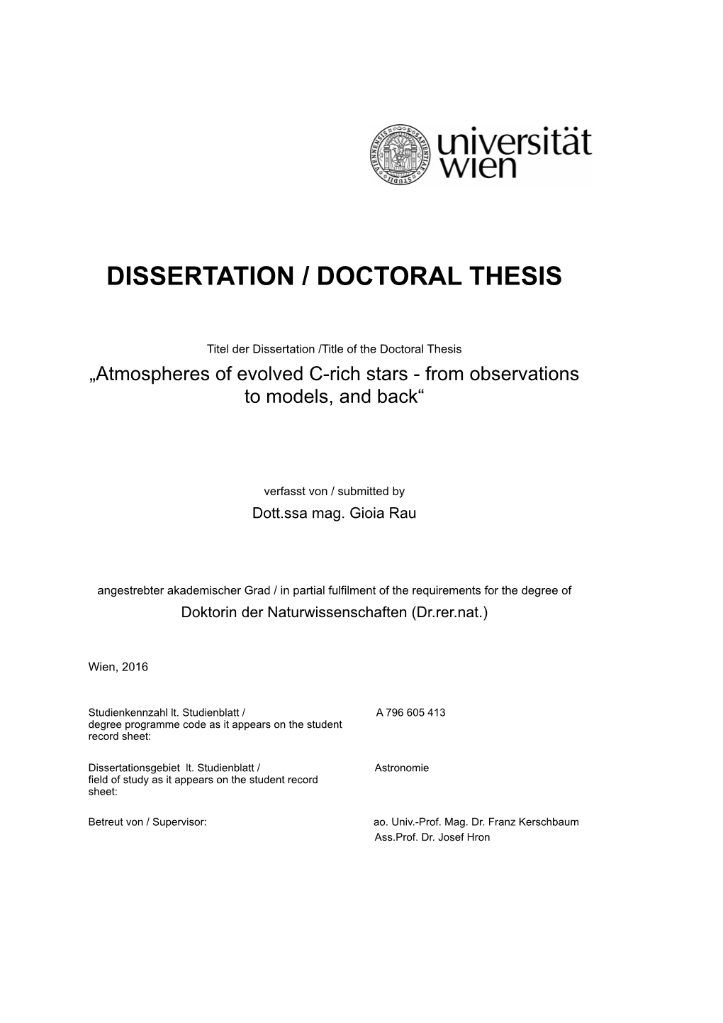 Dissertation / Doctoral Thesis