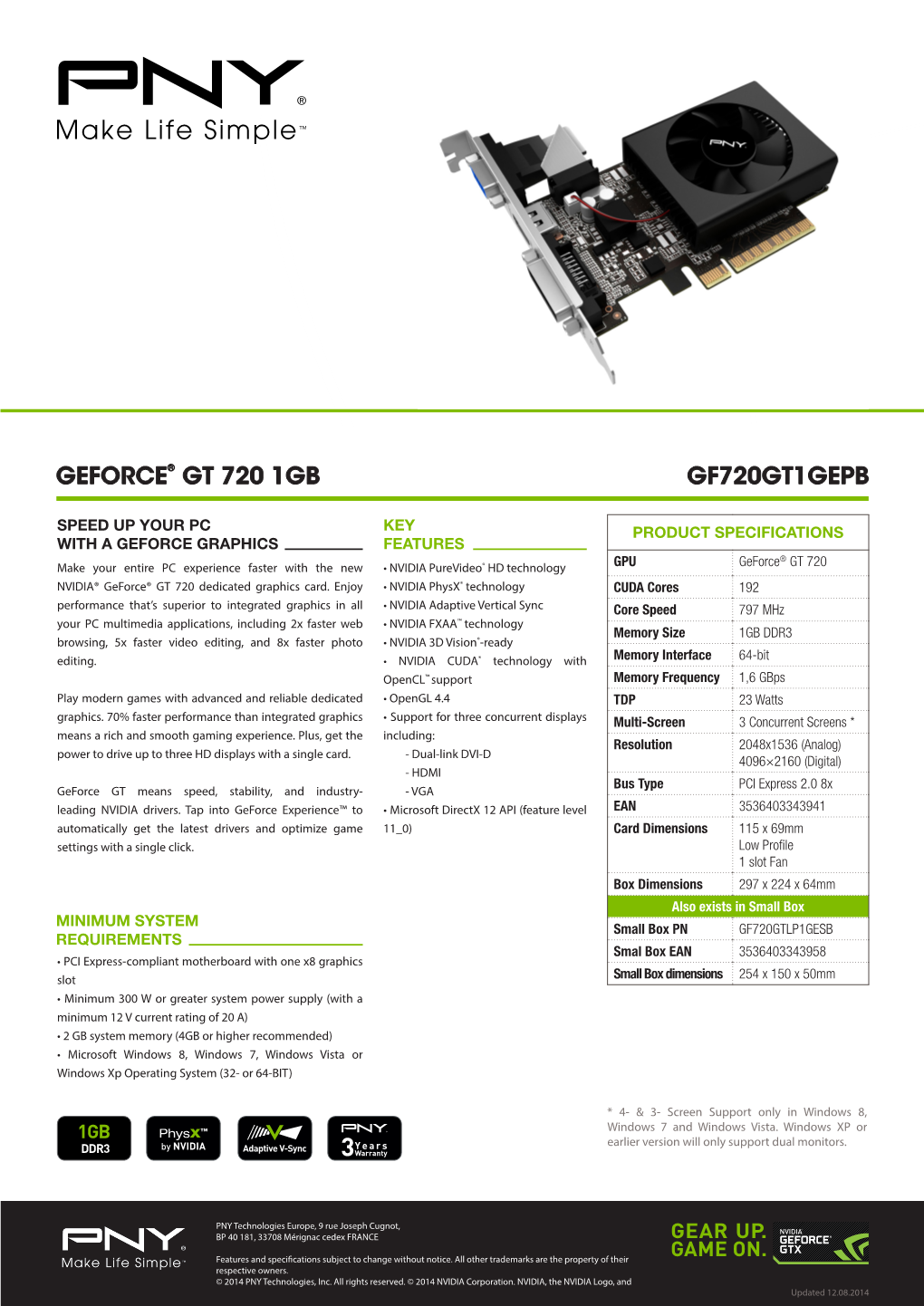 Geforce® Gt 720 1Gb Gf720gt1gepb
