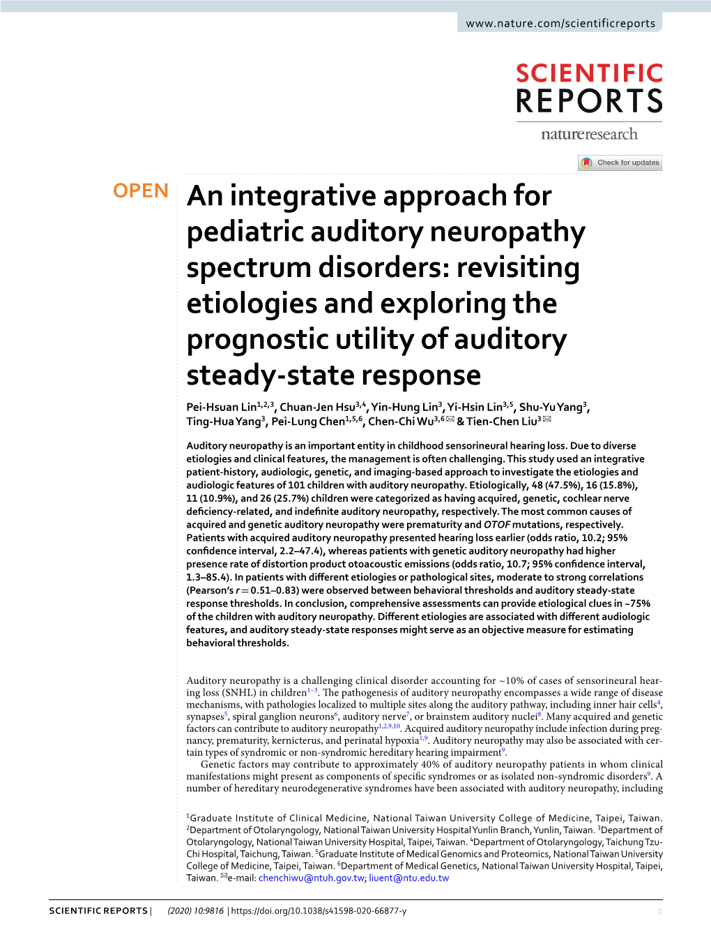 An Integrative Approach for Pediatric Auditory Neuropathy Spectrum