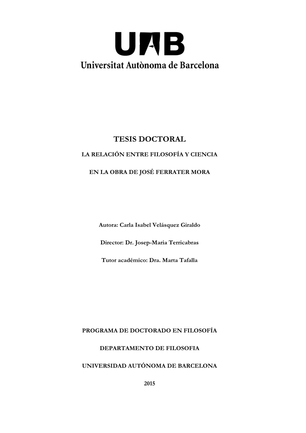 La Relación Entre Filosofía Y Ciencia En La Obra De José Ferrater Mora