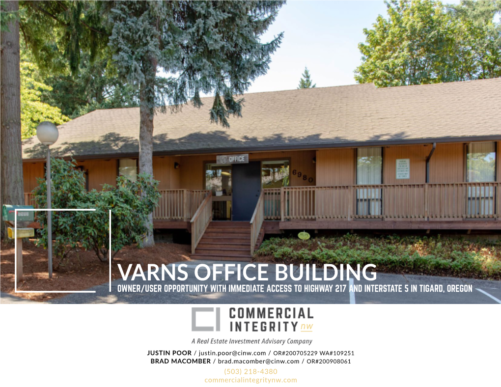 Varns Office Building Owner/User Opportunity with Immediate Access to Highway 217 and Interstate 5 in Tigard, Oregon