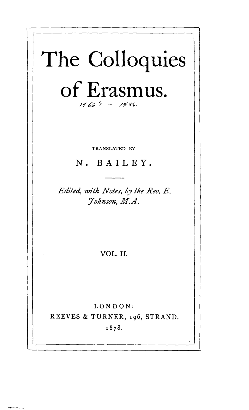 The Colloquies of Erasmus