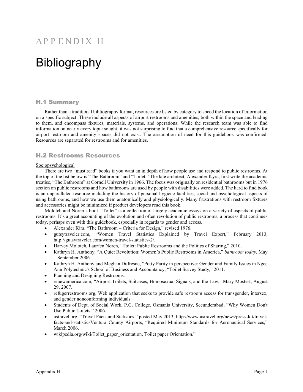 APPENDIX H Bibliography