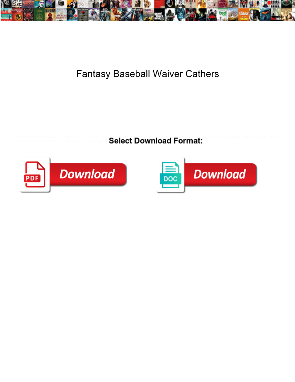 Fantasy Baseball Waiver Cathers