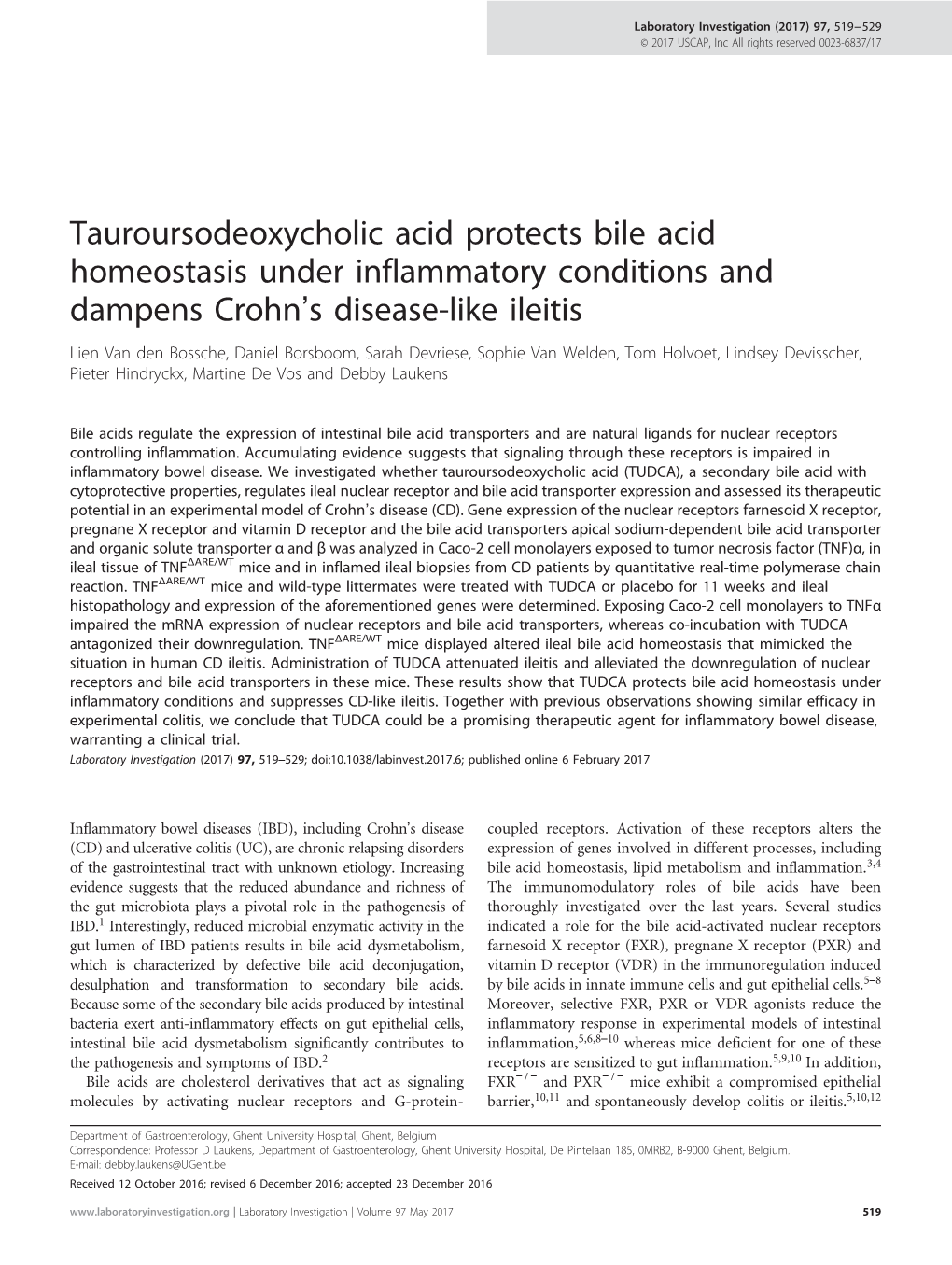 Tauroursodeoxycholic Acid Protects Bile Acid Homeostasis