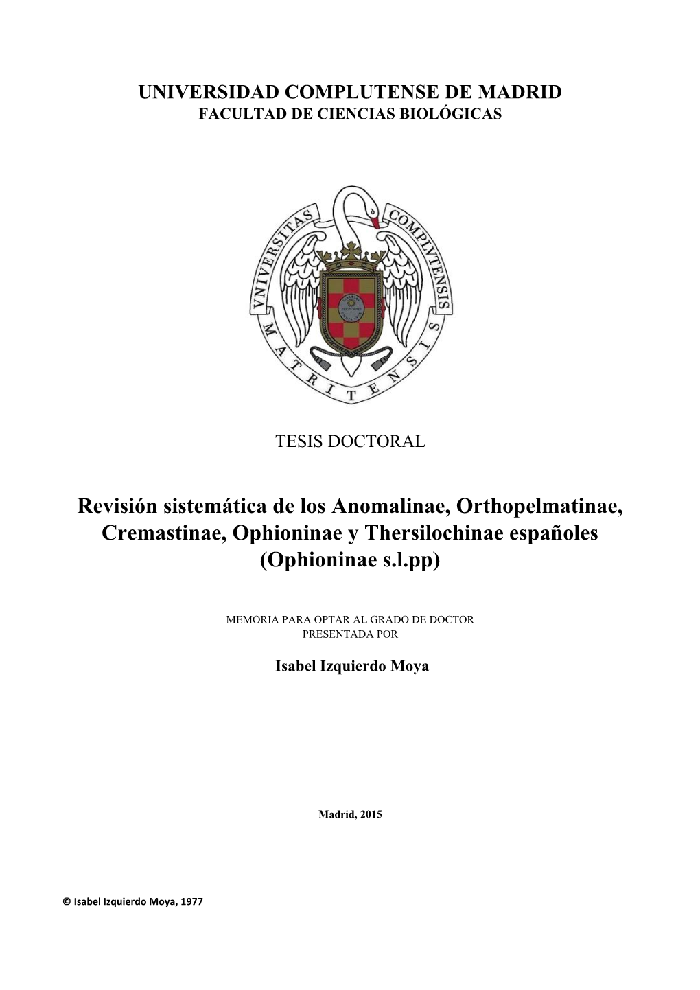 Ophioninae Y Thersilochinae Españoles (Ophioninae S.L.Pp)