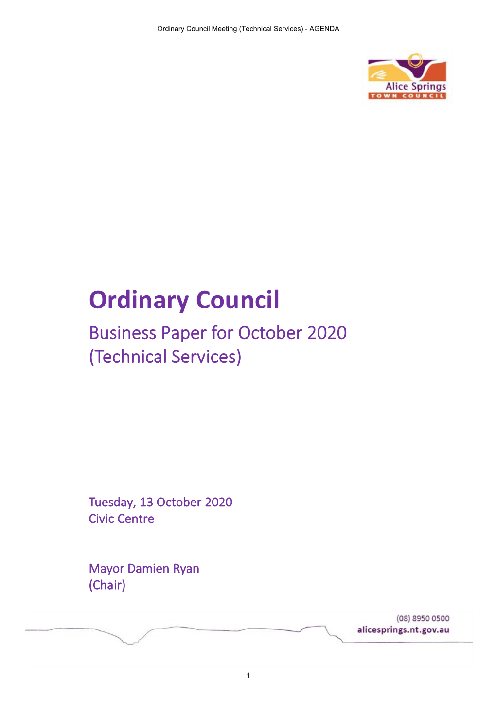 Ordinary Council Meeting (Technical Services) - AGENDA