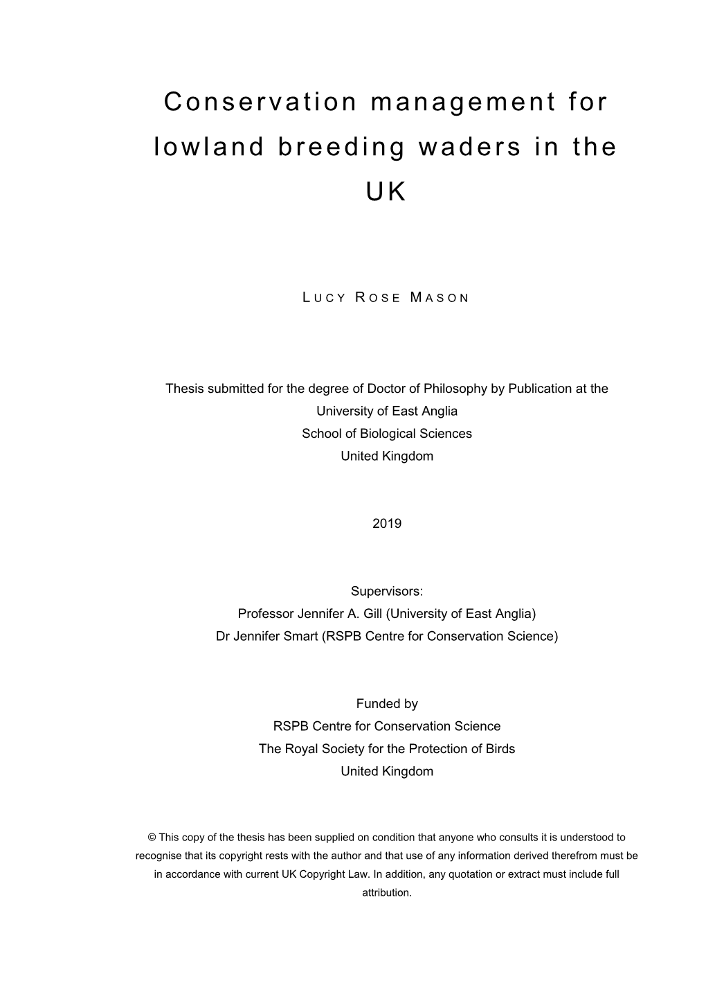 Conservation Management for Lowland Breeding Waders in the UK