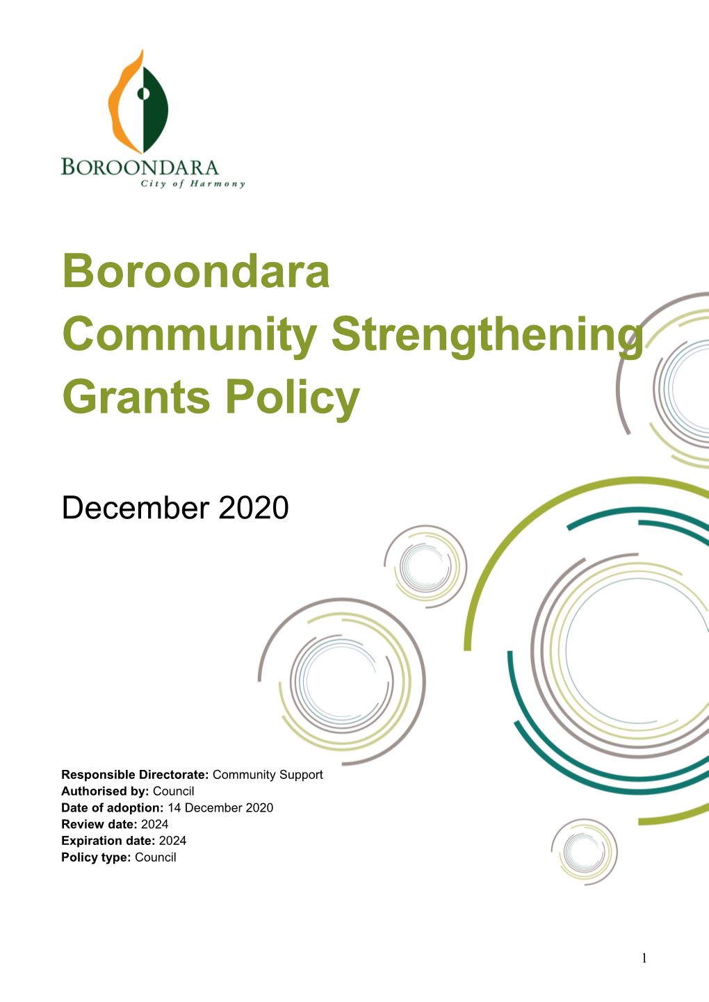 Boroondara Community Strengthening Grants Policy