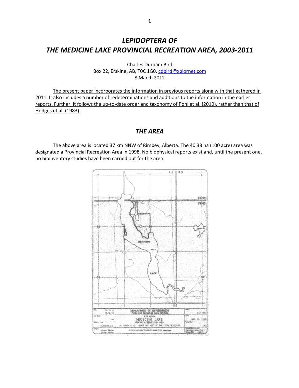 Lepidoptera of the Medicine Lake Provincial Recreation Area, 2003-2011