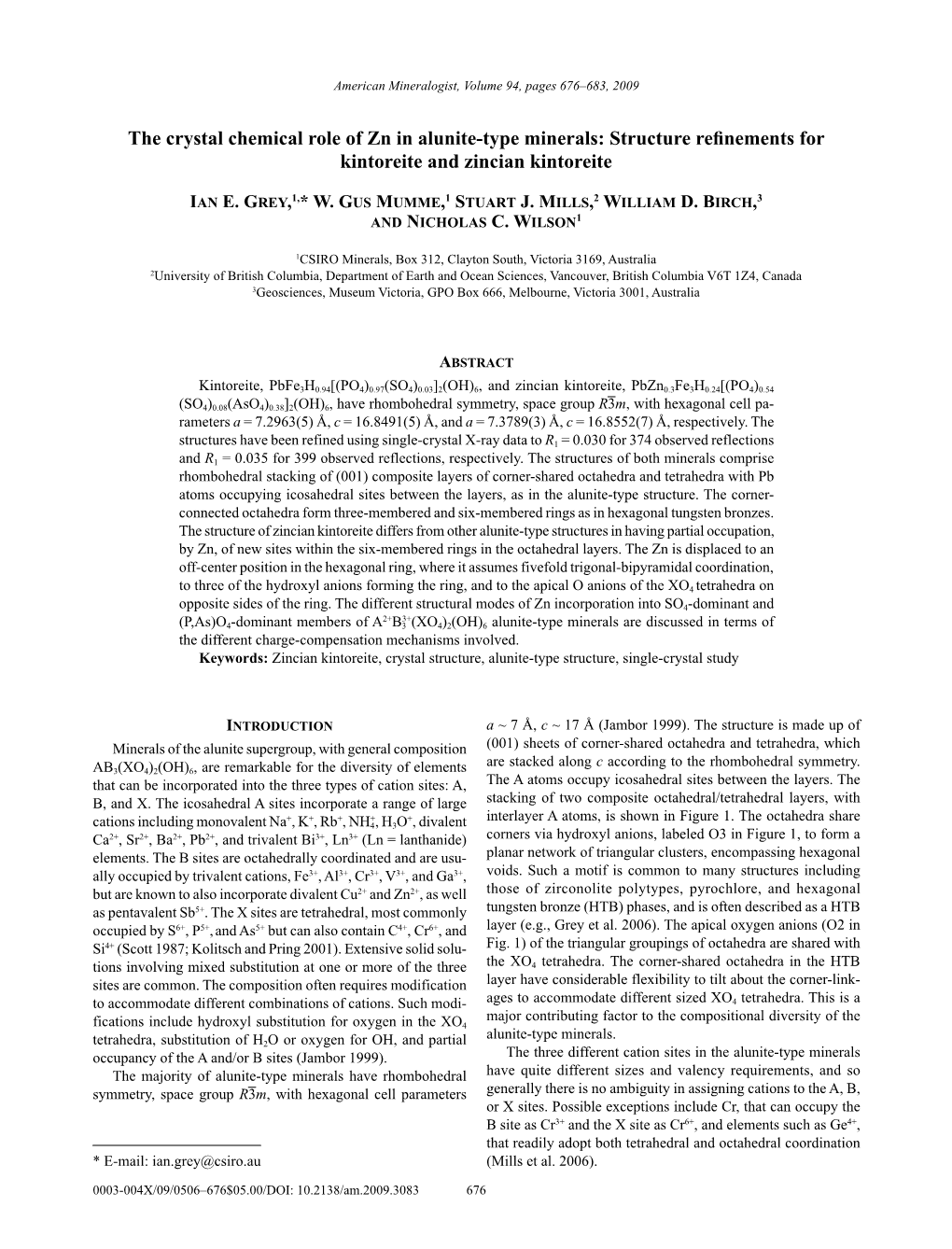 The Crystal Chemical Role of Zn in Alunite-Type Minerals: Structure Refinements for Kintoreite and Zincian Kintoreite