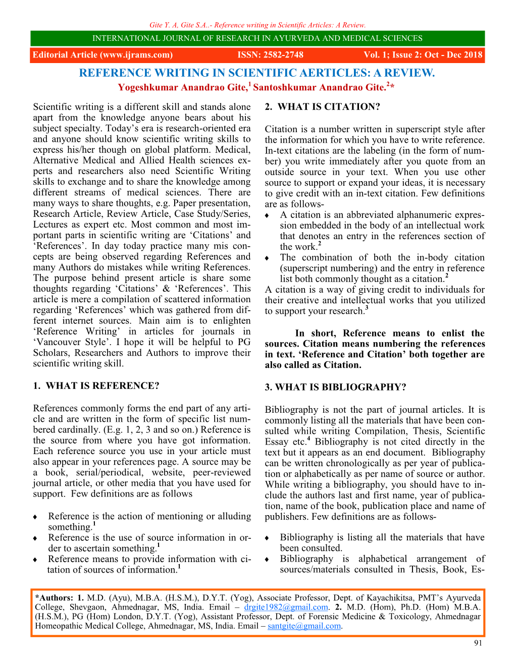 Reference Writing in Scientific Aerticles: a Review