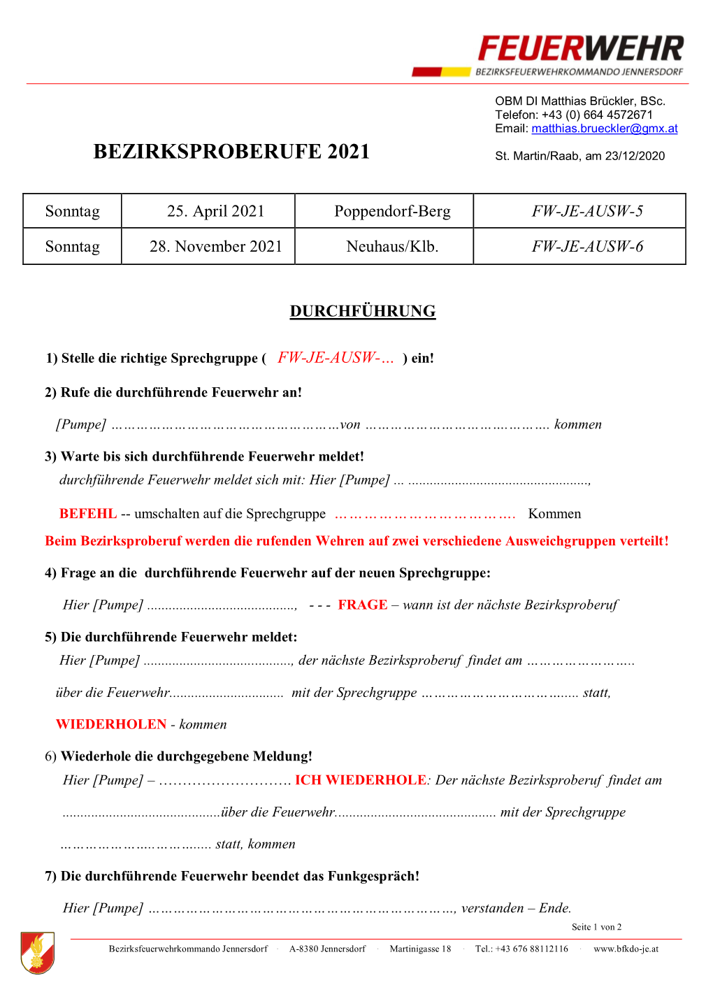 Bezirksfunkproberufe 2021