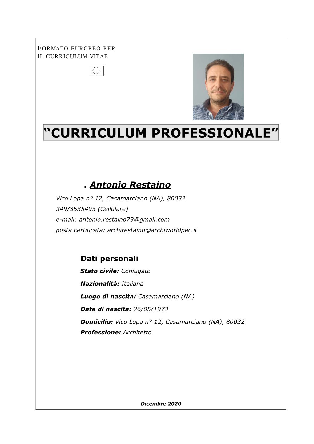 “Curriculum Professionale”