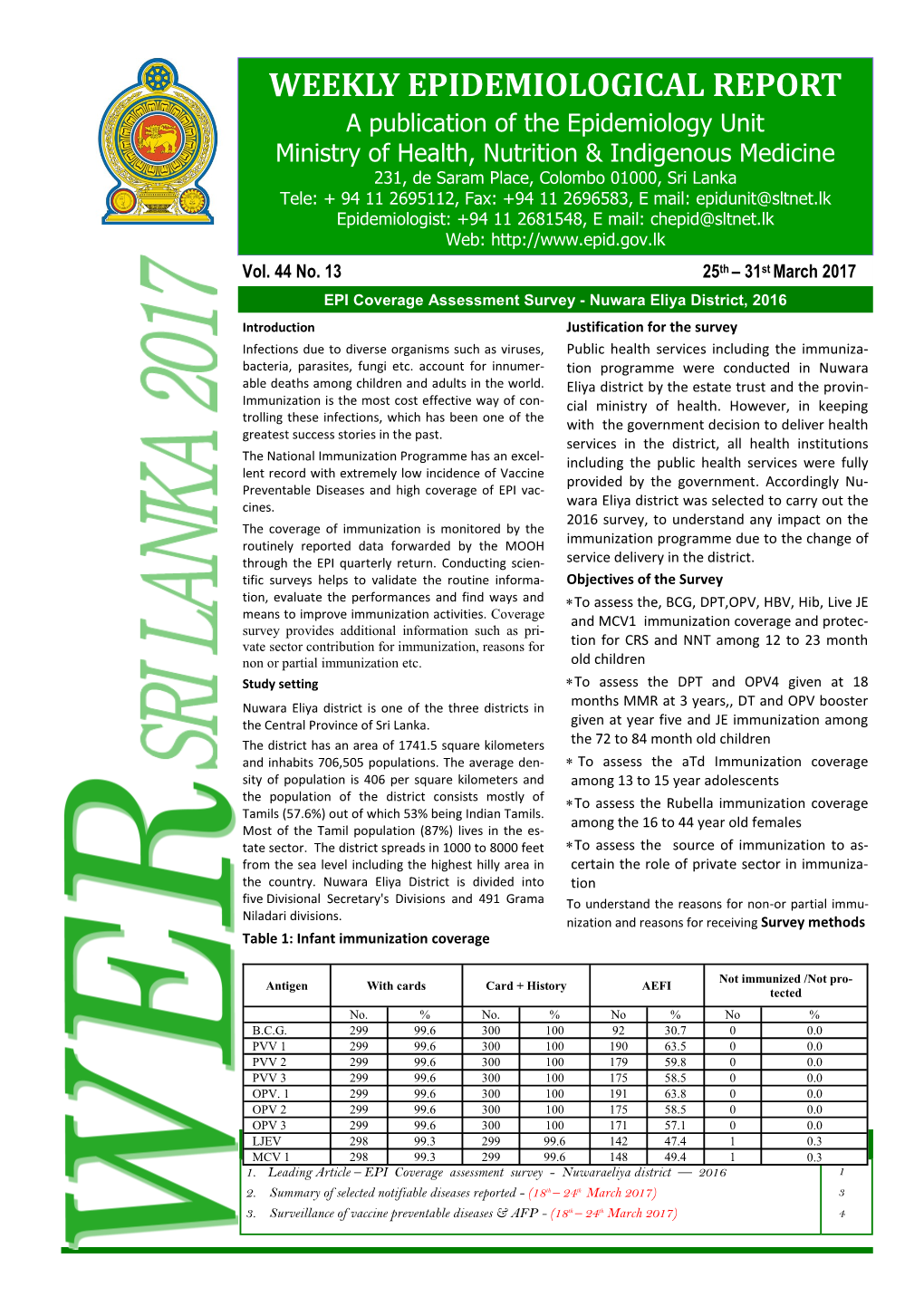 EPI Coverage Assessment Survey