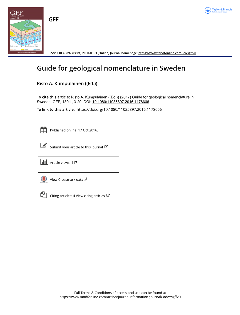 Guide for Geological Nomenclature in Sweden