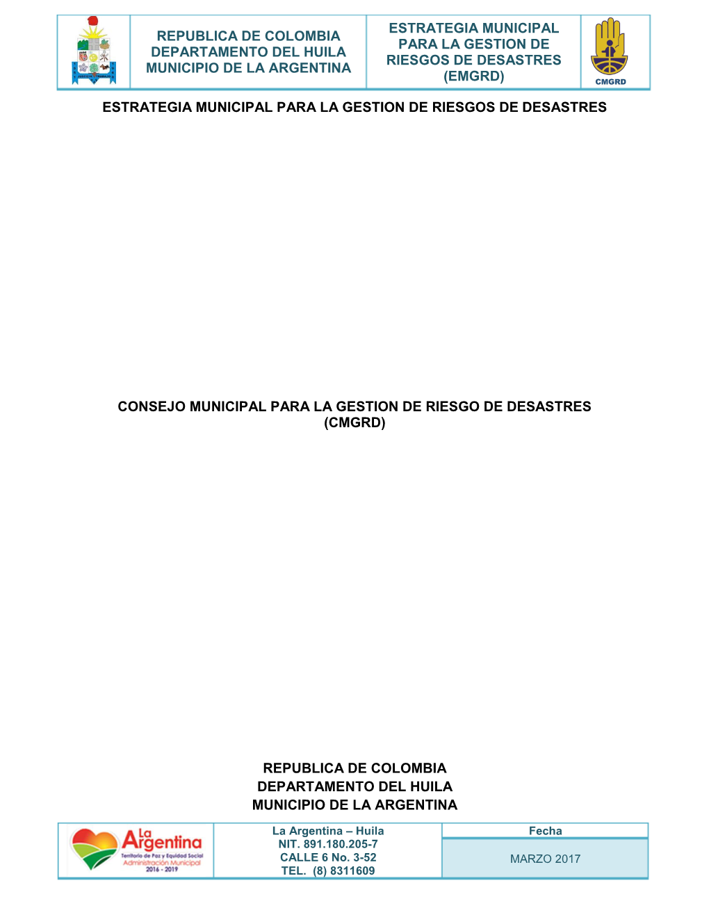 Republica De Colombia Departamento Del Huila Municipio De La Argentina