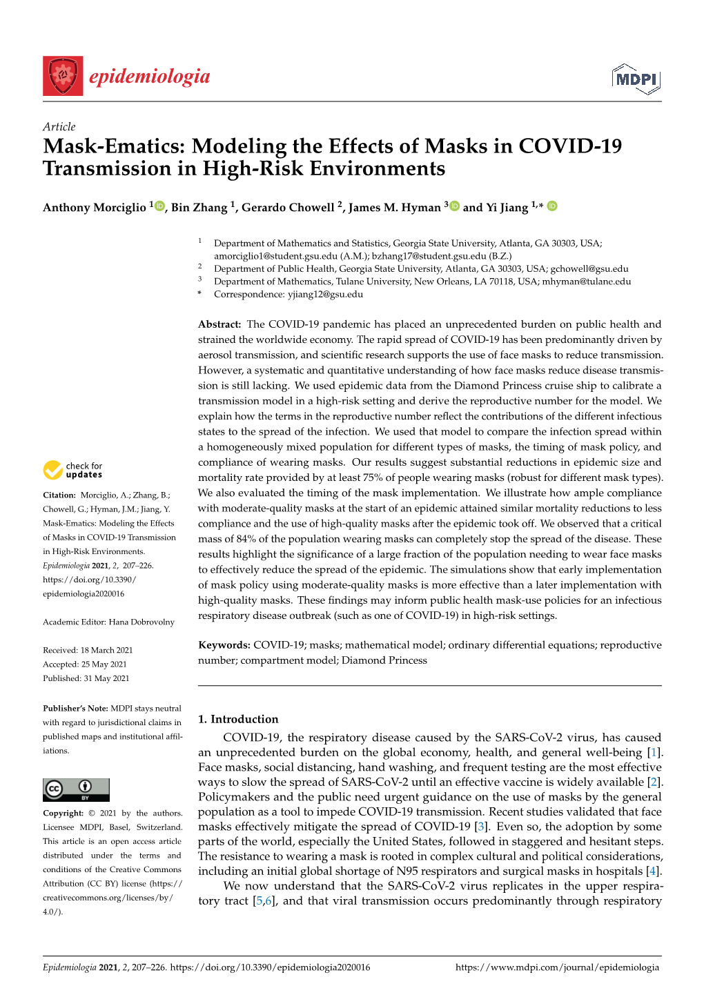 Mask-Ematics: Modeling the Effects of Masks in COVID-19 Transmission in High-Risk Environments