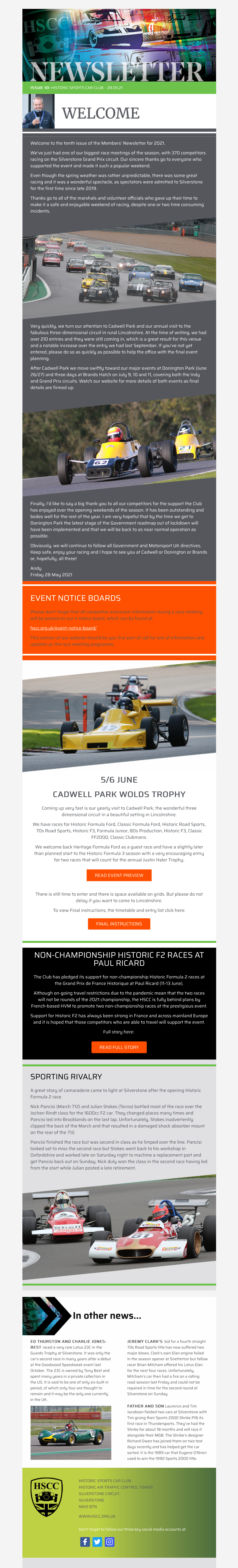 Event Notice Boards 5/6 June Cadwell Park Wolds Trophy