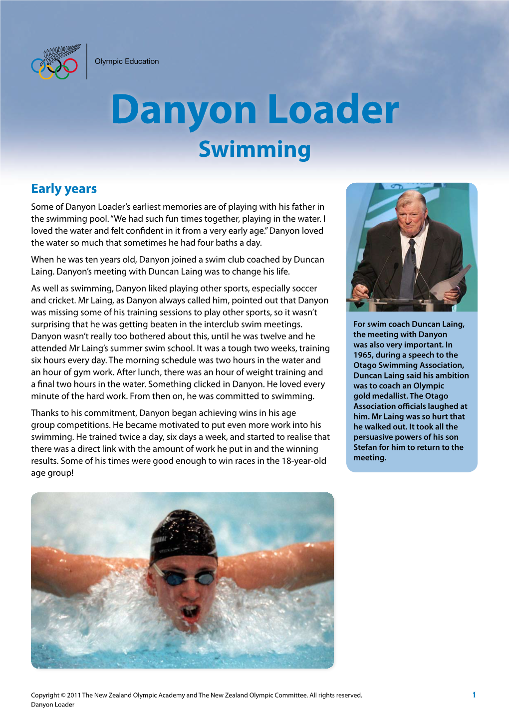 Danyon Loader Swimming