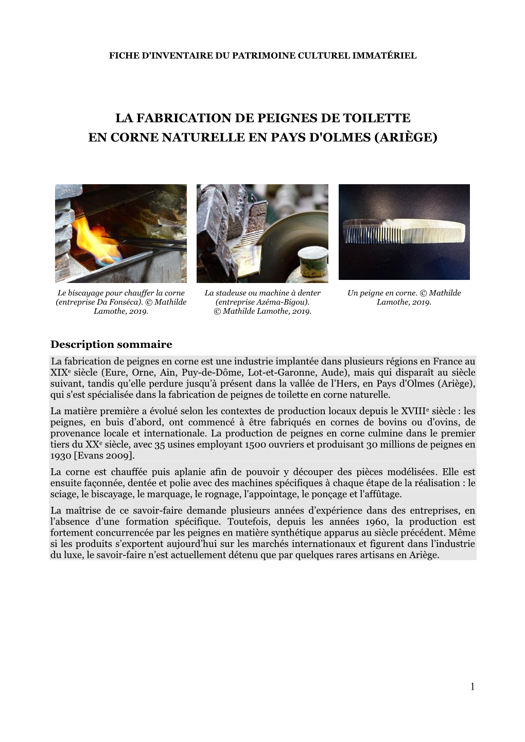 La Fabrication De Peignes De Toilette En Corne Naturelle En Pays D'olmes (Ariège)