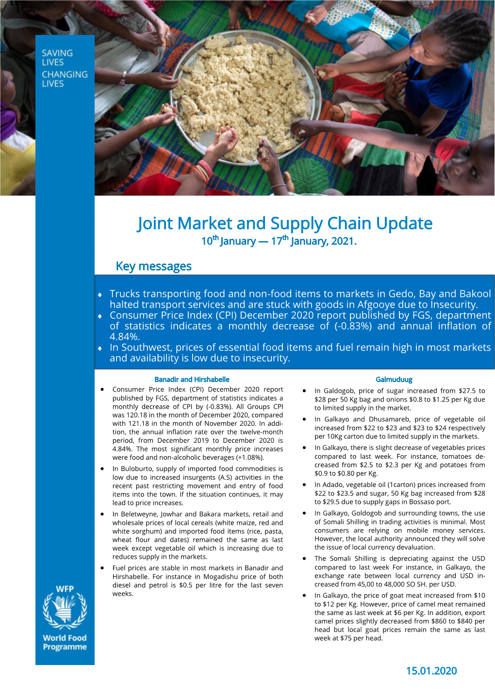 Joint Market and Supply Chain Update 10Th January — 17Th January, 2021