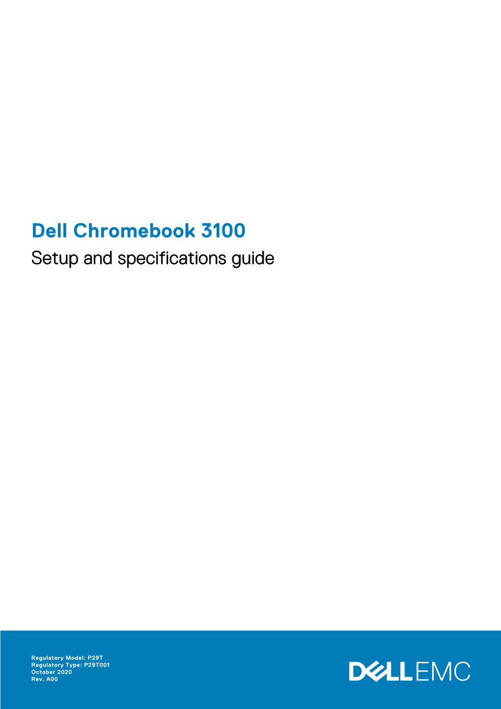 Dell Chromebook 3100 Setup and Specifications Guide