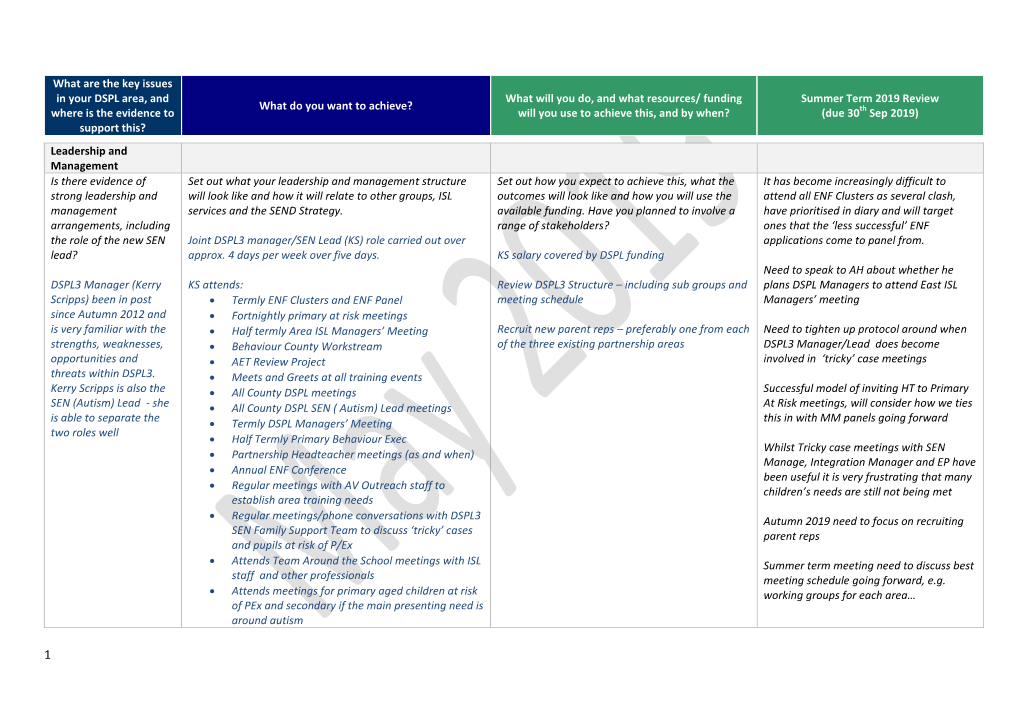 What Are the Key Issues in Your DSPL Area, and Where Is the Evidence To