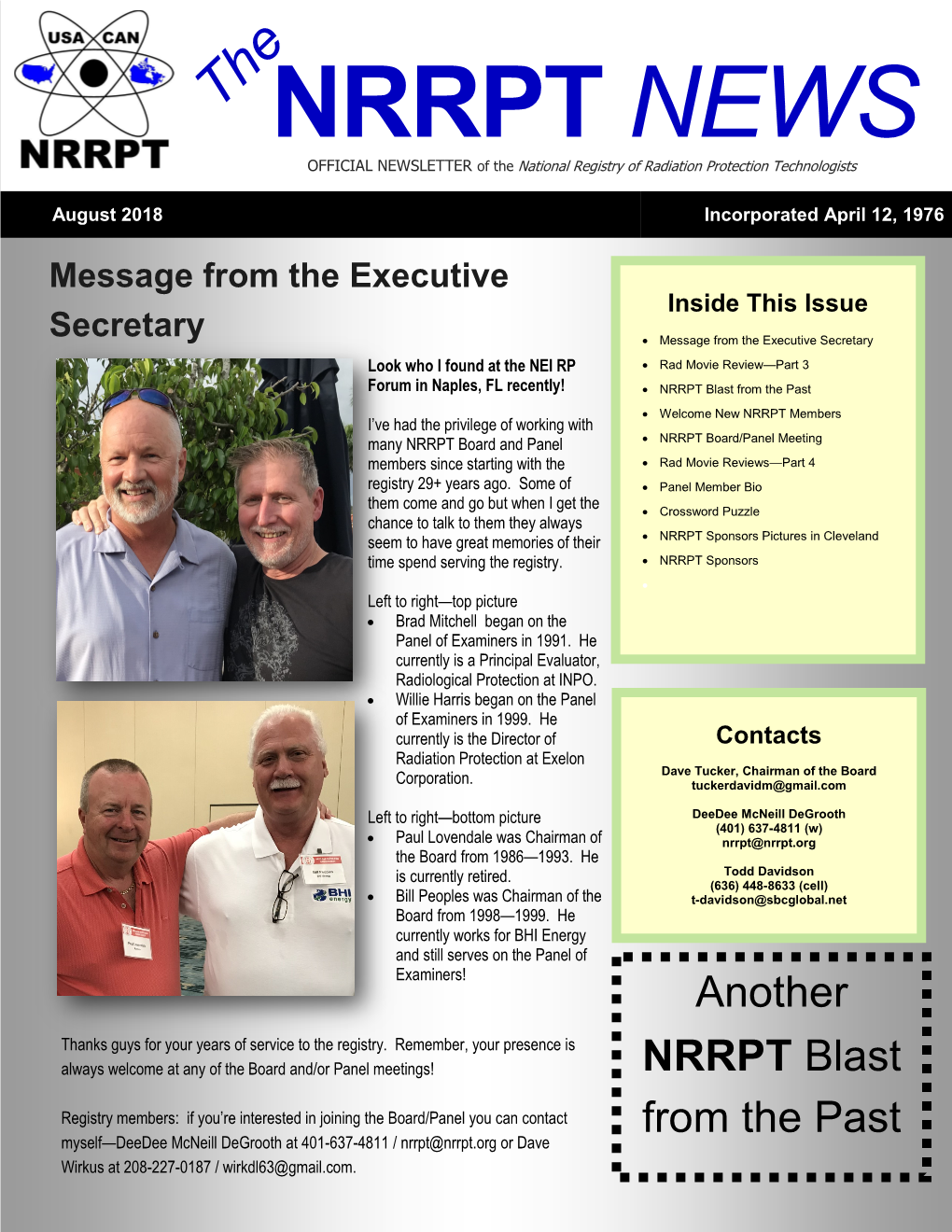 NRRPT NEWS OFFICIAL NEWSLETTER of the National Registry of Radiation Protection Technologists